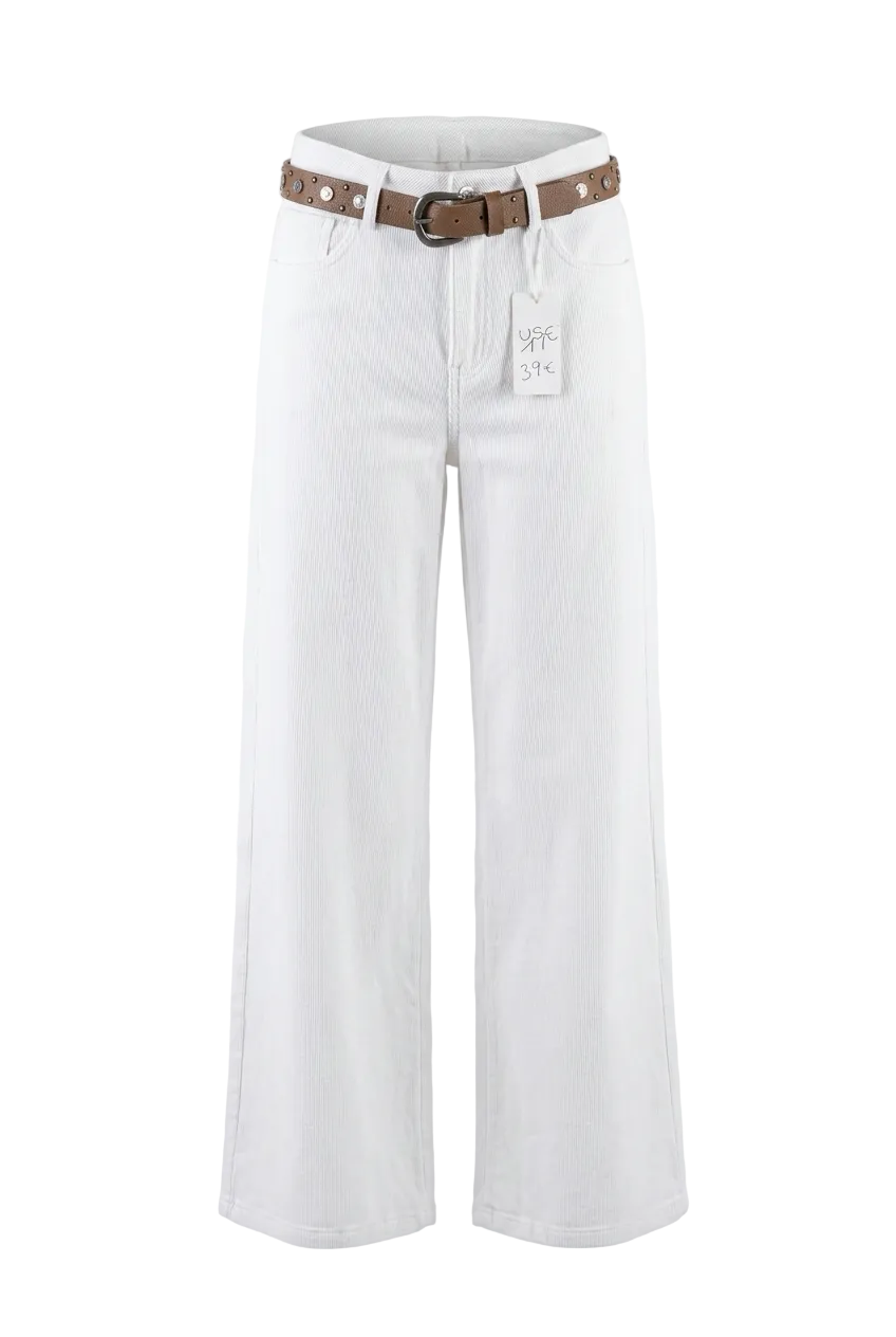 Pantalón ancho de algodón con cinturón - foto 1 - Nues