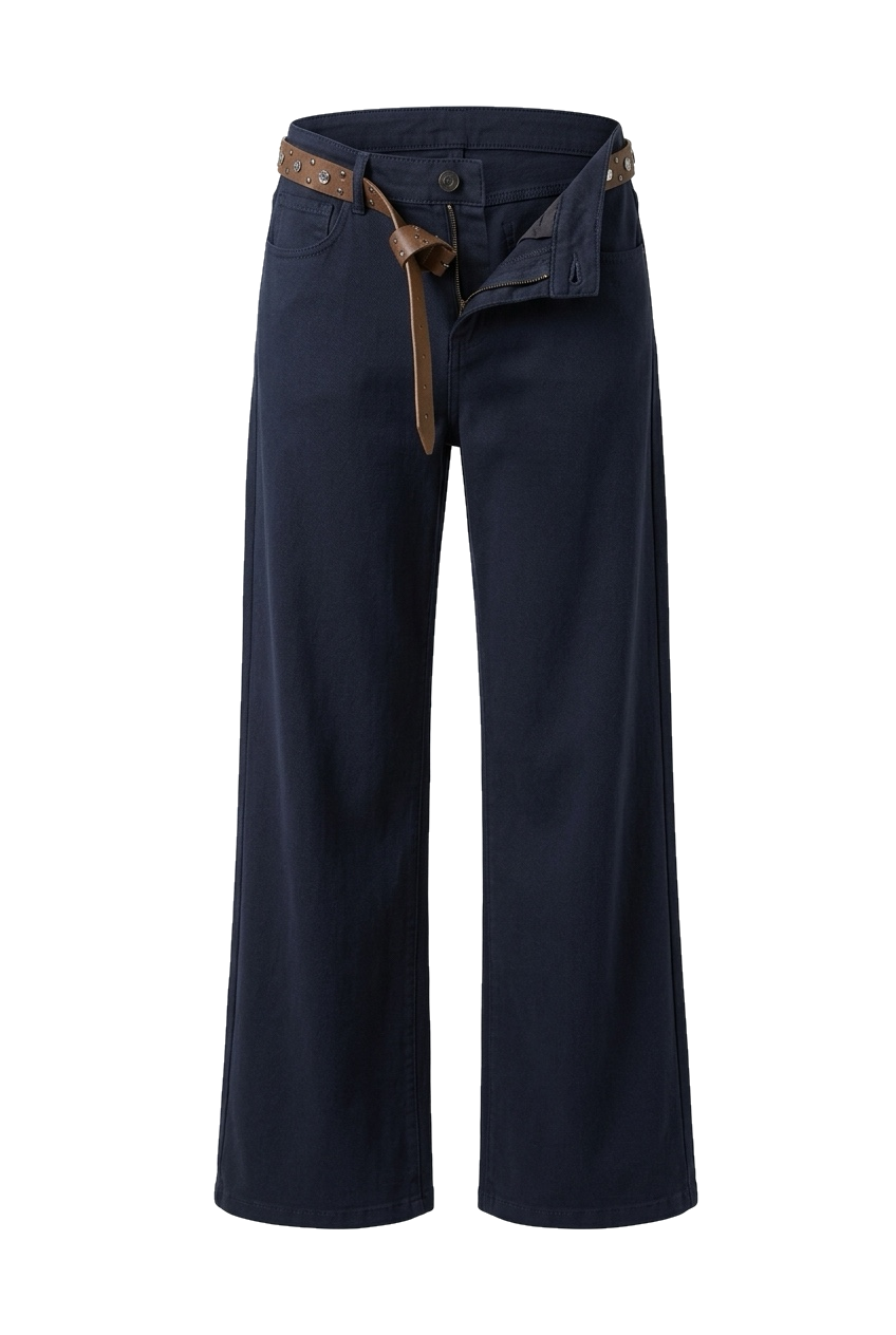 Pantalón ancho de algodón con cinturón - foto 2 - Nues