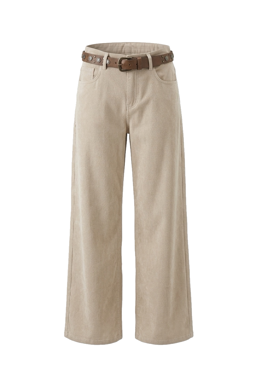 Pantalón ancho de algodón con cinturón - foto 3 - Nues