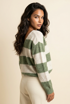 Jersey de lana de pico a rayas - foto 3 - Nues